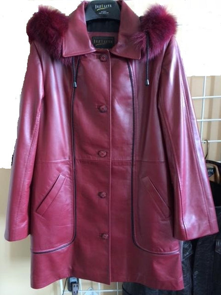 6065 Ladies' Lambskin Parka with Detachable Fox Fur Hood