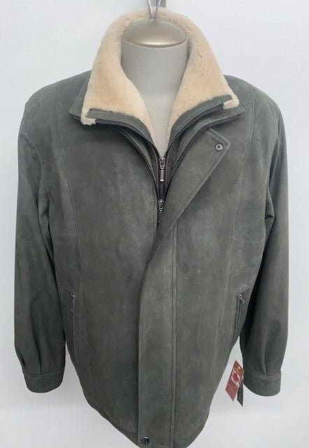 4742X Clearance - Men's Bomber Jacket - Olive Lamb Nubuck - Size 46
