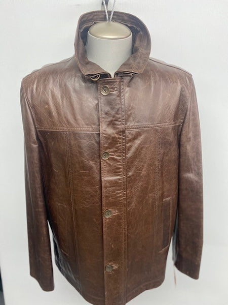 4769 Clearance - Men's Car Coat - Brown Borneo Lambskin - Size 44