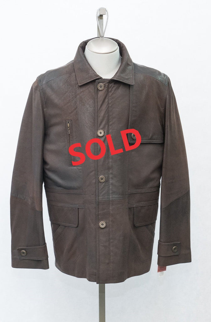 4776 Clearance - Men's Car Coat - Size 44 - Brown Nubuck Lamb
