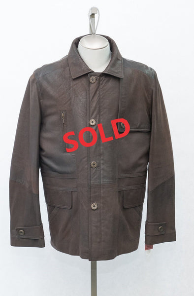 4776 Clearance - Men's Car Coat - Size 44 - Brown Nubuck Lamb