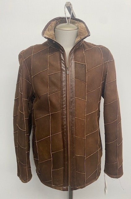 4860X Clearance - Men's Patchwork Shearling Bomber Jacket - Size 38