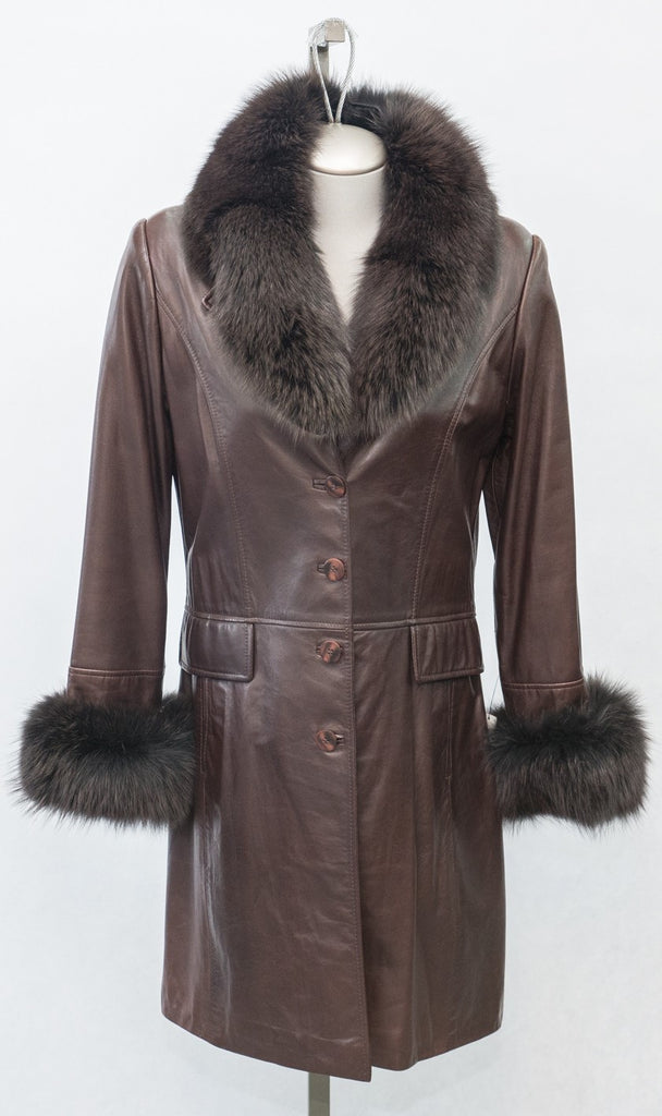 5896 Clearance - Ladies' Coat with Fox Fur Collar & Cuffs - Size 10