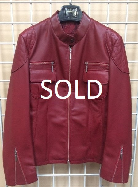 6058 Clearance - Ladies' Bomber Jacket -  New Red Lamb - Size 10