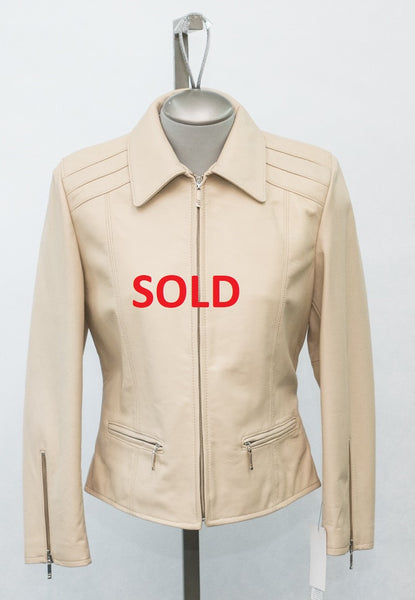 6064 Clearance - Ladies' Bomber Jacket -  Bone Lambskin - Size 8