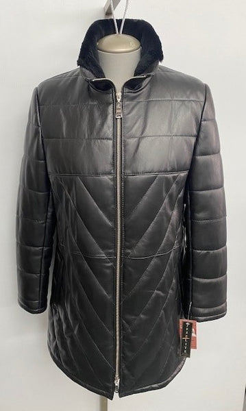 6110 Clearance - Ladies' 3/4 Jacket in Black Lamb - Size 12