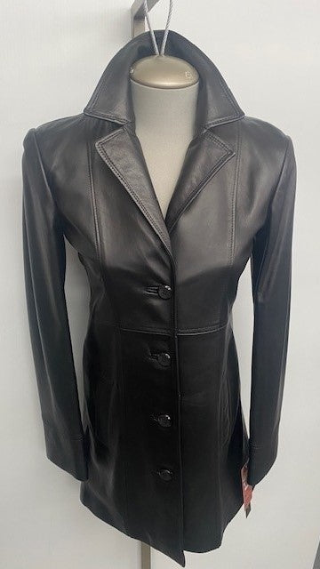 6111 Clearance - Ladies' 3/4 Coat in Black Lamb - Size 8