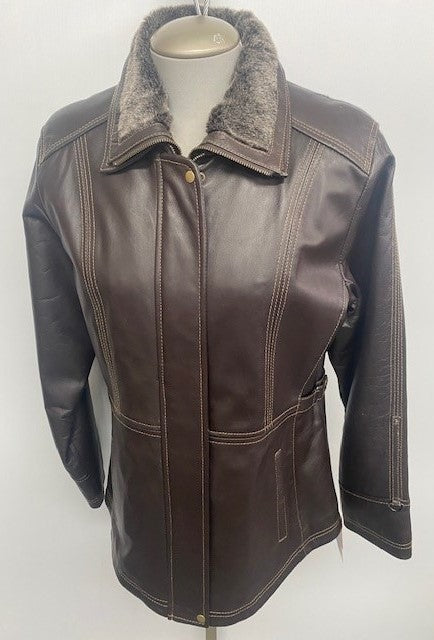 9065 Clearance - Ladies Jacket in Brown Lamb - Size Large