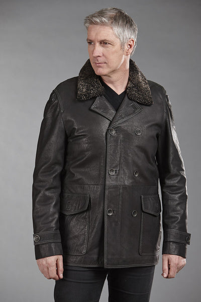4815 Clearance - Men's Jacket with Detachable Sheepskin Collar - Size 42