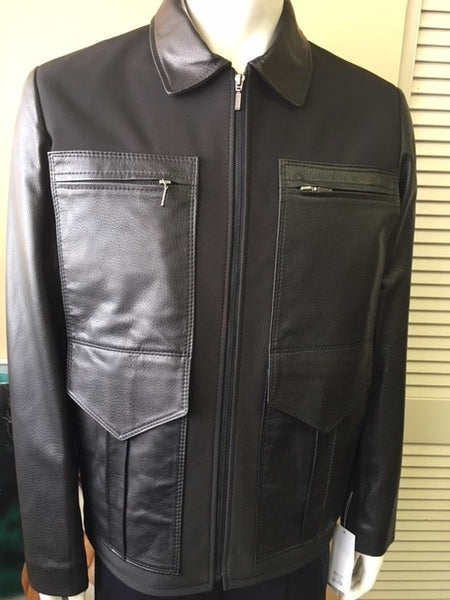 4857 Clearance -  Men's Softshell Jacket with Black Lambskin Trims - Sizes 42 & 44
