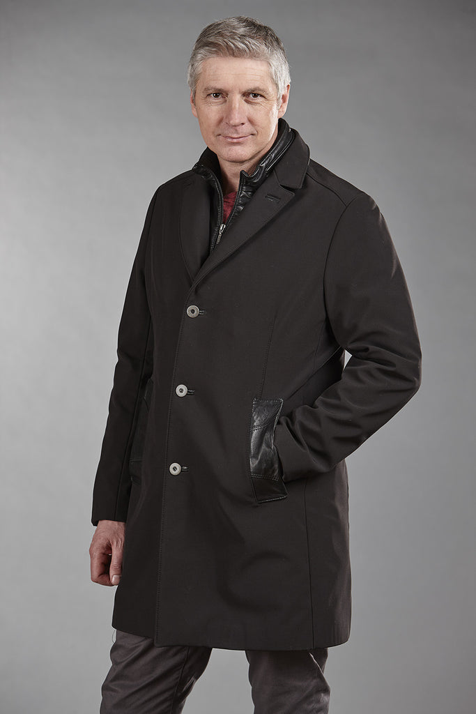 4859 Men's Black ClimaFlo Softshell with Black Lambskin Collar and Facing