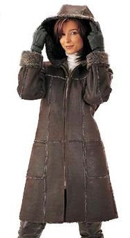 5947 Ladies' Sheepskin Coat w/Non-detachable Hood
