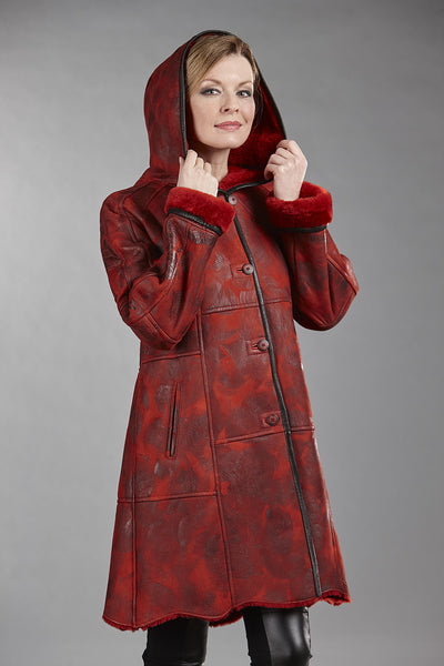 6025 Ladies' Sheepskin Coat w/Hood