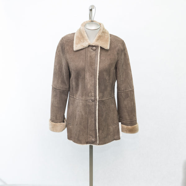 6043 Clearance - Brown Explorer Glazed Shearling w/Leather Trims - Size Large