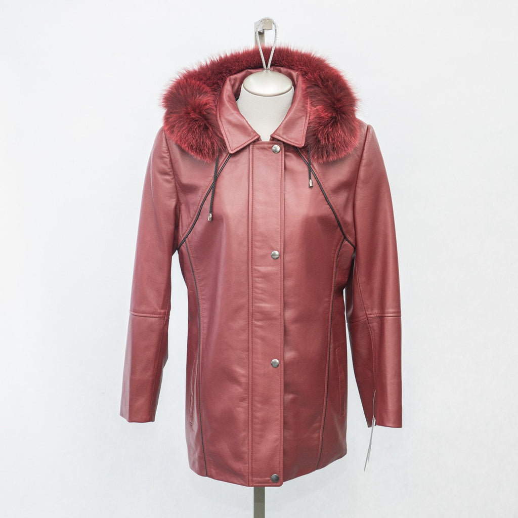 6047 Ladies' Parka with Contrast Piping Trim & Detachable Fox Fur Hood