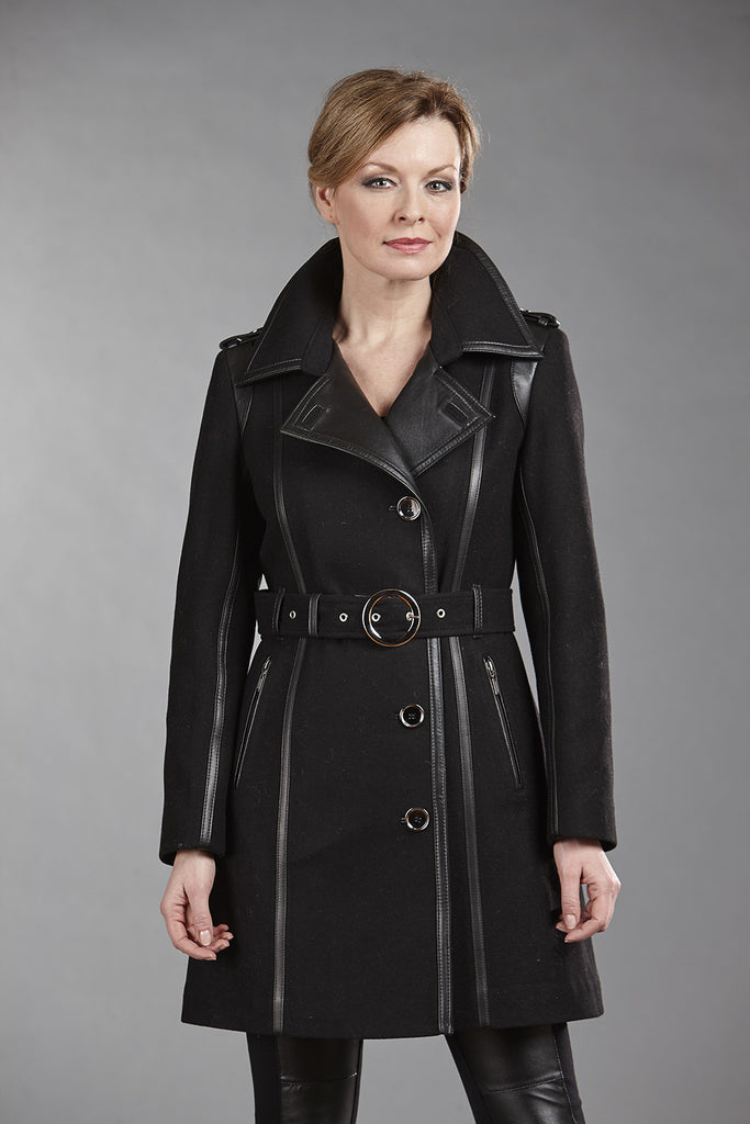 6077 Ladies' Wool Coat w/Tie Belt