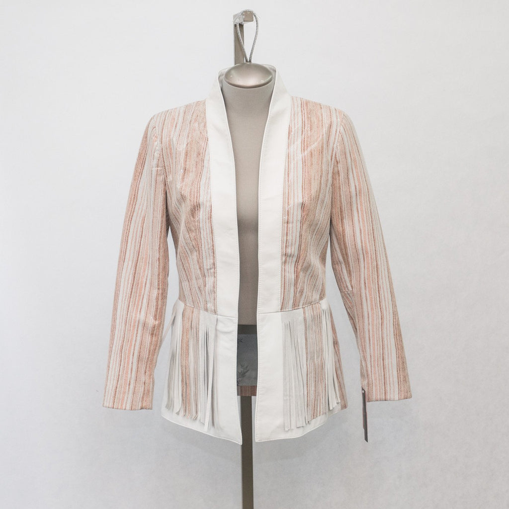 6088 Clearance - Ladies' Off-white Lamb with White/Beige Stripes - Size 10