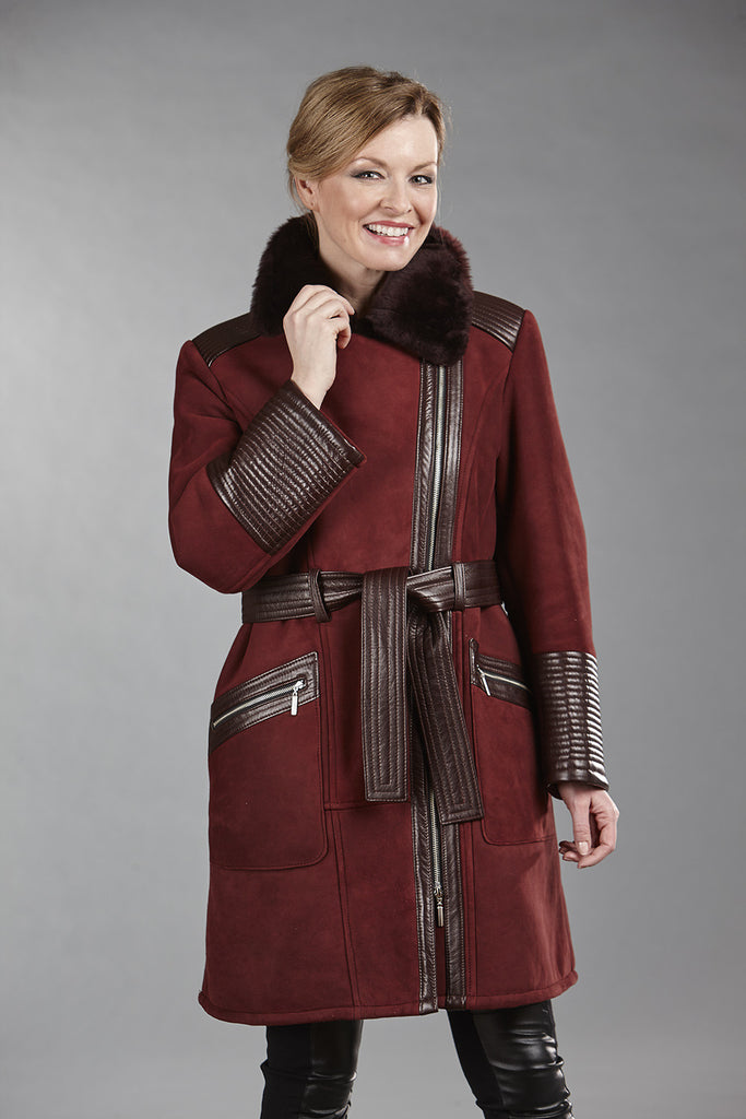 6092 Plum Glazed Sheepskin with Sateen Lambskin Trims