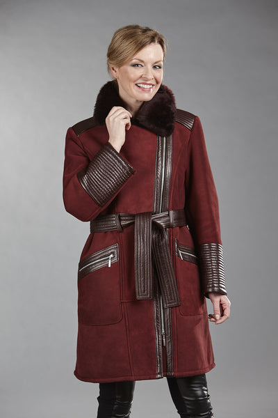 6092 Plum Glazed Sheepskin with Sateen Lambskin Trims
